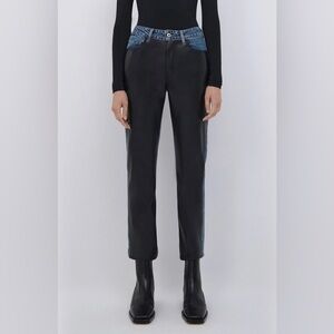 Jonathan Simkhai Standard Women’s River Straight Leg Denim Vegan Leather Size 24